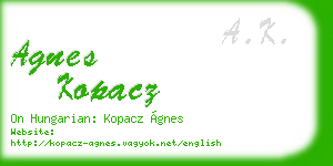 agnes kopacz business card