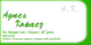 agnes kopacz business card